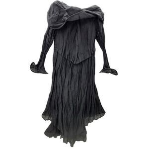 Lesilee Moritz Vintage Sheer Wired Cuff Cowl Collar Goth Tiered Maxi‎ Dress